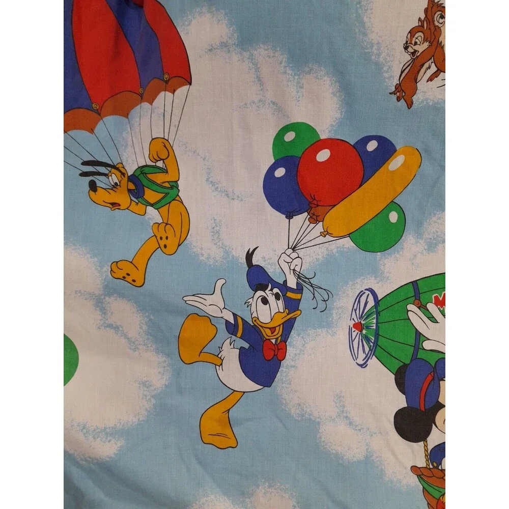 Vtg Disney Mickey Air Mobile Twin Flat Sheet.